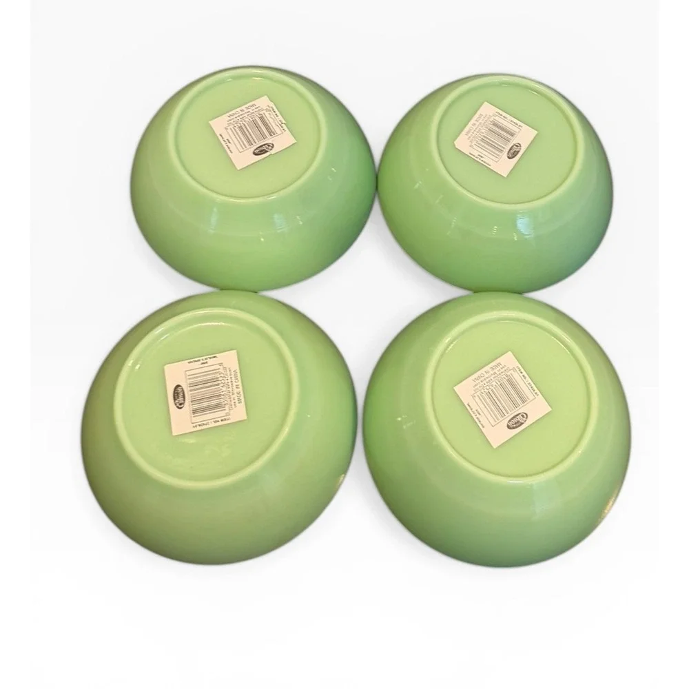 Set- 4 Gibson Everyday Jade Green Milk Glass Vintage 6.25